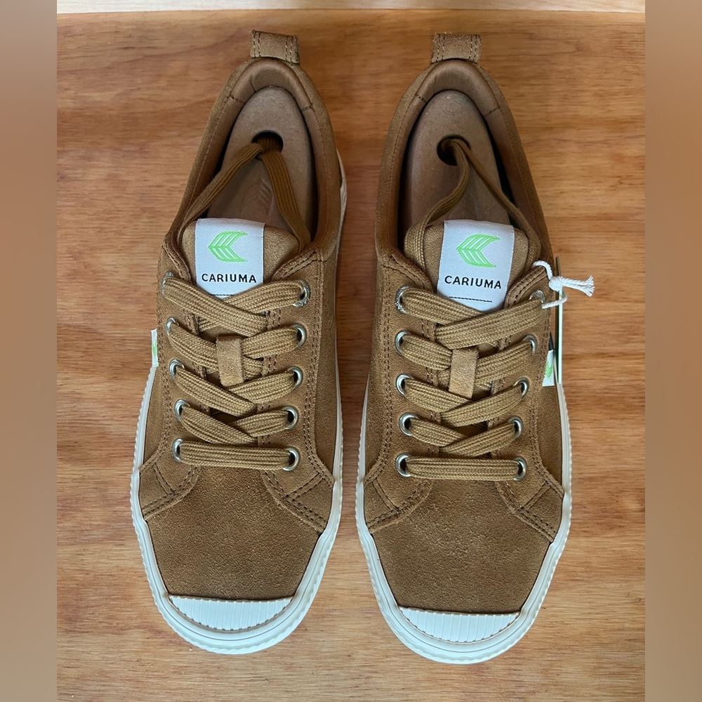 OCA Low camel suede sneaker, brand new, Women’s size 9, Men’s 7.5